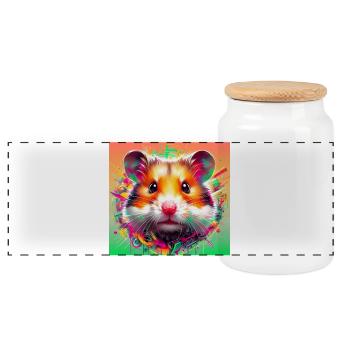 Hamster - Panorama Keksdose mit Holzdeckel - Weiß - Vorne