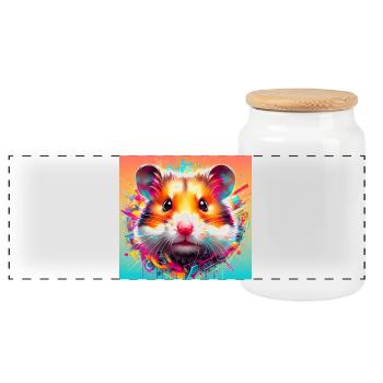 Hamster - Panorama Keksdose mit Holzdeckel - Weiß - Vorne