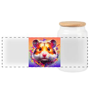 Hamster - Panorama Keksdose mit Holzdeckel - Weiß - Vorne