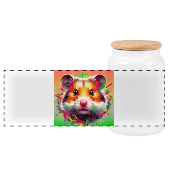 Hamster - Panorama Keksdose mit Holzdeckel - Weiß - Vorne