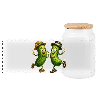 Concombres dansants - Boîte à biscuits avec couvercle en bois - blanc - Devant