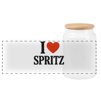 I Love Spritz  - Panorama Keksdose mit Holzdeckel - Weiß - Vorne