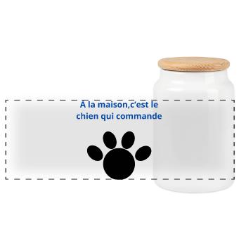 à_la_maison-_-c'est_le_chien_qui_commande - Boîte à biscuits avec couvercle en bois - blanc - Devant