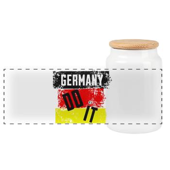 Deutschland Do It Flaggen Design Fußball - Panorama Keksdose mit Holzdeckel - Weiß - Vorne