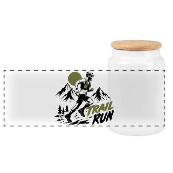Trail Run - Panoramic Cookie Jar with Wooden Lid - white - Front