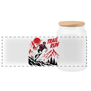 Trail Run - Panoramic Cookie Jar with Wooden Lid - white - Front