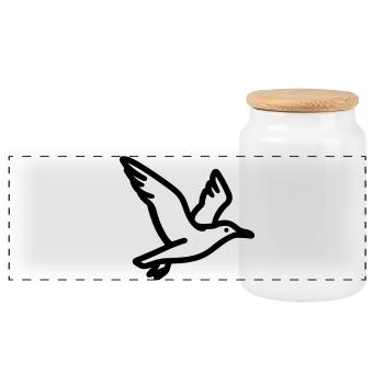 Seagull - Panoramic Cookie Jar with Wooden Lid - white - Front