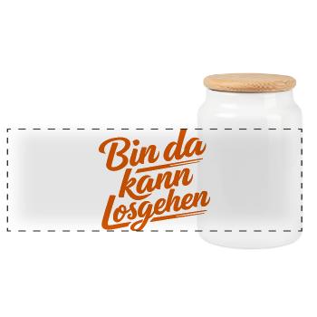 I'm here to go |  Motivation Saying - Panoramic Cookie Jar with Wooden Lid - white - Front