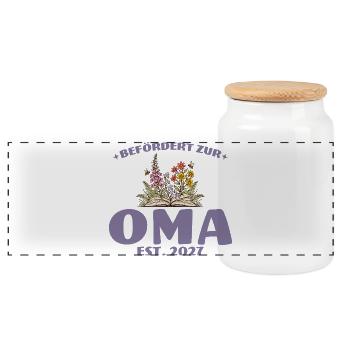 Befördert Zur Oma 2027 Schwangerschaft Geschenk - Panorama Keksdose mit Holzdeckel - Weiß - Vorne