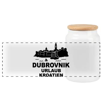 dubrovnik urlaub kroatien - Panorama Keksdose mit Holzdeckel - Weiß - Vorne