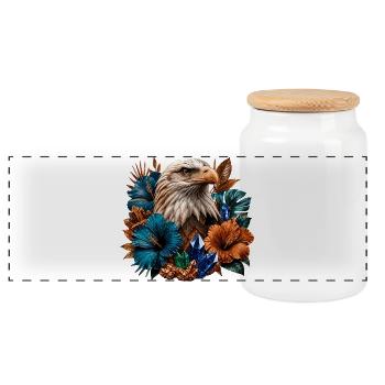 Aigles dans la forêt de fleurs et de cristal - Boîte à biscuits avec couvercle en bois - blanc - Devant