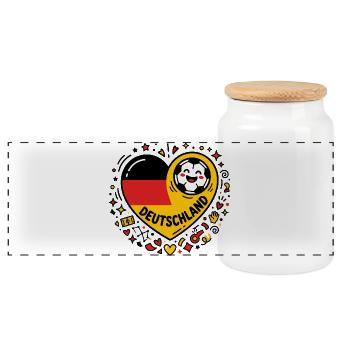 Deutschland Fußball Herz Doodle - Panorama Keksdose mit Holzdeckel - Weiß - Vorne