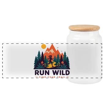 Course sur sentier - Courir librement. Trouvez votre sentier - Boîte à biscuits avec couvercle en bois - blanc - Devant