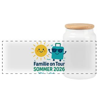 Sommerfamilie on Tour 2026 - Panorama Keksdose mit Holzdeckel - Weiß - Vorne