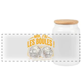 Pétanque Moi J'ai Les Boules Humour - Boîte à biscuits avec couvercle en bois - blanc - Devant
