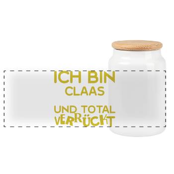 Claas als Vorname - Panorama Keksdose mit Holzdeckel - Weiß - Vorne