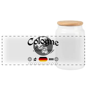 Köln Deutschland Streetwear Reise Souvenir - Panorama Keksdose mit Holzdeckel - Weiß - Vorne