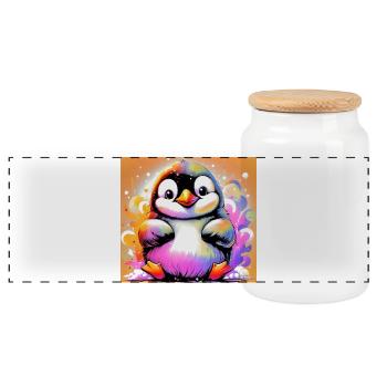 pingouin - Boîte à biscuits avec couvercle en bois - blanc - Devant
