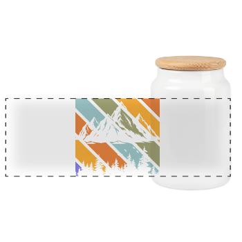 Hiking Mountain Trail Backpacking Outdoors Poaching - Panoramic Cookie Jar with Wooden Lid - white - Front