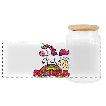 Death Metal Unicorn – Sweet meets hard - Panoramic Cookie Jar with Wooden Lid - white - Front
