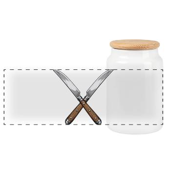 Couteau - Boîte à biscuits avec couvercle en bois - blanc - Devant