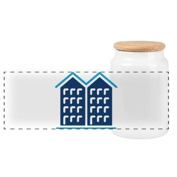 Apartment Building Solid Icon Real Estate Property - Panoramic Cookie Jar with Wooden Lid - white - Front