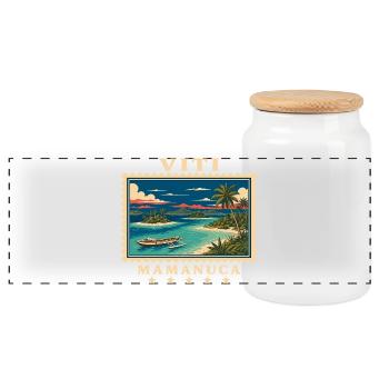 Marque de voyage vintage Mamanuca aux Fidji - Boîte à biscuits avec couvercle en bois - blanc - Devant