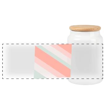 Pastel Diagonal Stripes Peach Mint - Panoramic Cookie Jar with Wooden Lid - white - Front