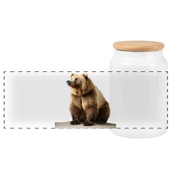 Un ours brun à la relle - Boîte à biscuits avec couvercle en bois - blanc - Devant