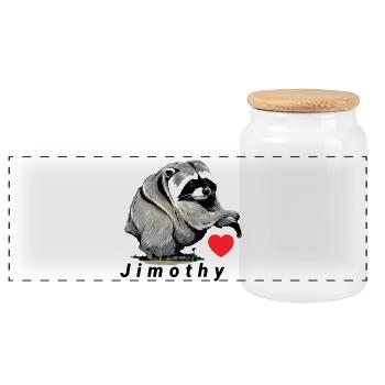 Conception du cœur de Jimothy Suricate - Boîte à biscuits avec couvercle en bois - blanc - Devant