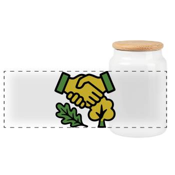 Poignée de main Logo de la Forêt Naturelle - Boîte à biscuits avec couvercle en bois - blanc - Devant