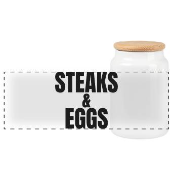 STEAK ET ŒUFS | T-shirt Carnivore | Petit-déjeuner de Ch - Boîte à biscuits avec couvercle en bois - blanc - Devant