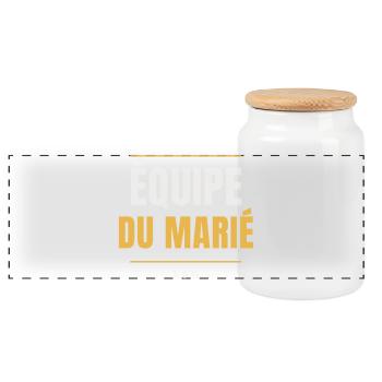 Équipe du Marié EVG Or Enterrement Vie Garçon - Panorama Keksdose mit Holzdeckel - Weiß - Vorne