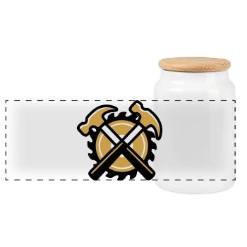 Artisan Hammer Coat of Arms - Panoramic Cookie Jar with Wooden Lid - white - Front