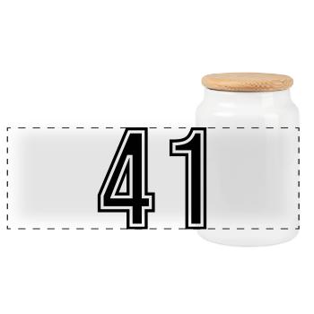 41 Number symbol - Panoramic Cookie Jar with Wooden Lid - white - Front