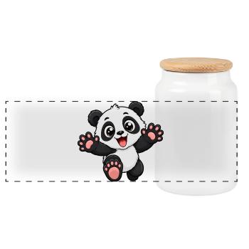 Un panda mignon qui court vers toi - Boîte à biscuits avec couvercle en bois - blanc - Devant