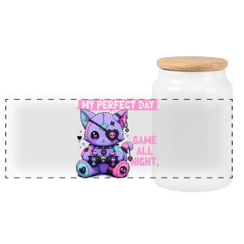 Pastel Goth Soft Goth Gaming Gamer - Panoramic Cookie Jar with Wooden Lid - white - Front