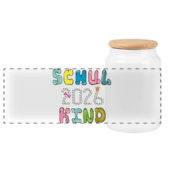 Schoolchild 2026 - Panoramic Cookie Jar with Wooden Lid - white - Front