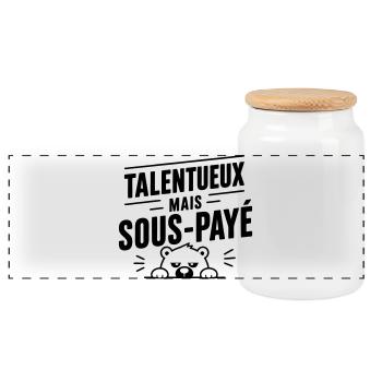Talentueux mais sous-payé | Humour Travail - Boîte à biscuits avec couvercle en bois - blanc - Devant