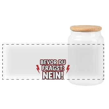 Bevor du fragst Nein Statement Morgenmuffel - Panorama Keksdose mit Holzdeckel - Weiß - Vorne