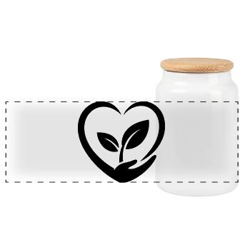 Jardinier, Cœur, Main et Plante, Amour Végétal - Boîte à biscuits avec couvercle en bois - blanc - Devant