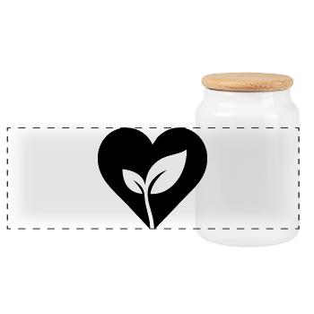 Gardener heart with plant - Panoramic Cookie Jar with Wooden Lid - white - Front