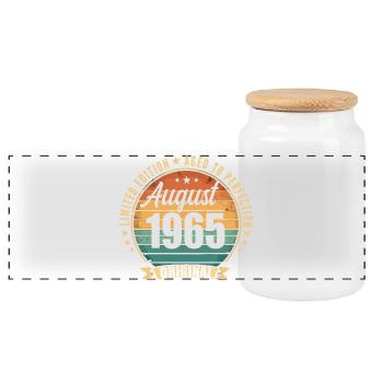 August 1965 Anniversary Limited Edition Vintage - Panoramic Cookie Jar with Wooden Lid - white - Front