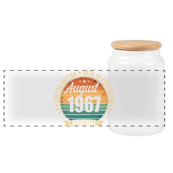 Août 1967 Anniversaire Édition Limitée Vintage - Boîte à biscuits avec couvercle en bois - blanc - Devant
