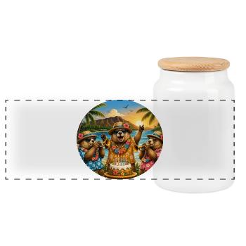 Marmots Celebration Trio - Panoramic Cookie Jar with Wooden Lid - white - Front