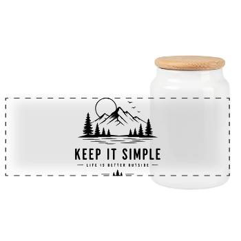 Faites simple - Boîte à biscuits avec couvercle en bois - blanc - Devant