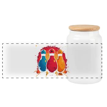 Quilles de bowling drôles - Boîte à biscuits avec couvercle en bois - blanc - Devant