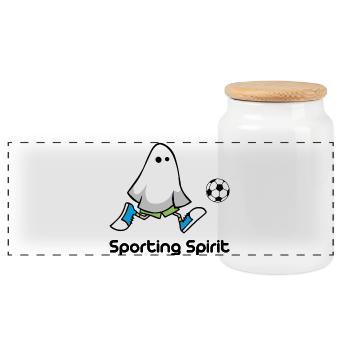 Sporting Spirit - Panoramic Cookie Jar with Wooden Lid - white - Front