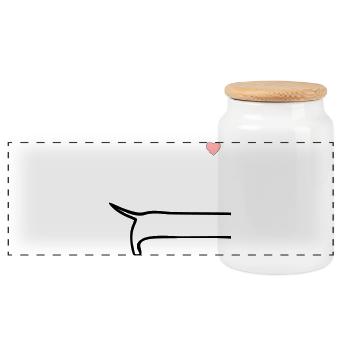 Dos de chien minimaliste - Boîte à biscuits avec couvercle en bois - blanc - Devant