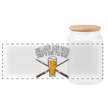 Billard Bier Bar - Panorama Keksdose mit Holzdeckel - Weiß - Vorne